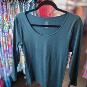 Charlie Paige Teal Scoop Neck Top